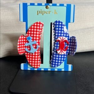 Piper K | Lobster/Anchor ⚓️ 🦞 Gingham Hair Clips